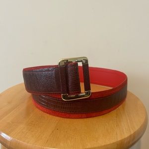 Vintage Milor Red Genuine Leather M/L‎ Made in Taiwan Belt